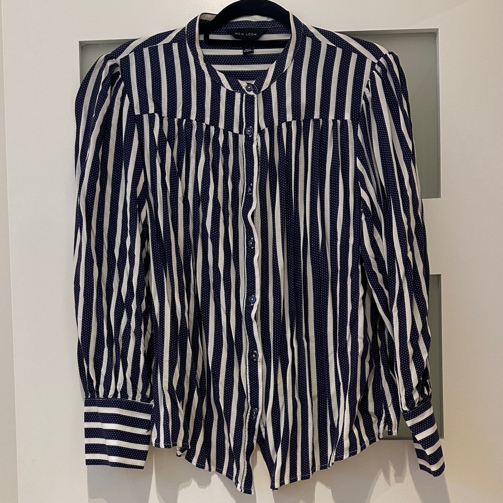 New Look Navy and White Striped Blouse